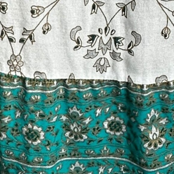 Boho Maxi Dress White Floral Print Sleeveless V-Neck Lined with Pockets Size L - Picture 6 of 15